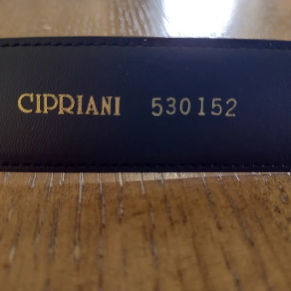 Vintage 90s Cipriani Black Leather Gold Buckle Belt